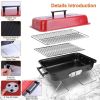 Portable charcoal grill, outdoor desktop grill, small barbecue, smoking stove, folding grill with cover, backyard camping, picnic, beach