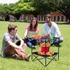 Bosonshop Folding Table, Travel Camping Picnic Collapsible Round Table with 4 Cup Holders and Carry Bag (Black & Blue)