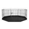 VEVOR Dog Playpen, 8 Panels Foldable Metal Dog Exercise Pen with Bottom Pad, 24" H Pet Fence Puppy Crate Kennel with Ground Stakes