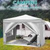 10'x10' EZ Pop Up Canopy Outdoor Portable Party Folding Tent with Removable Sidewalls + Carry Bag + 4pcs Weight Bag